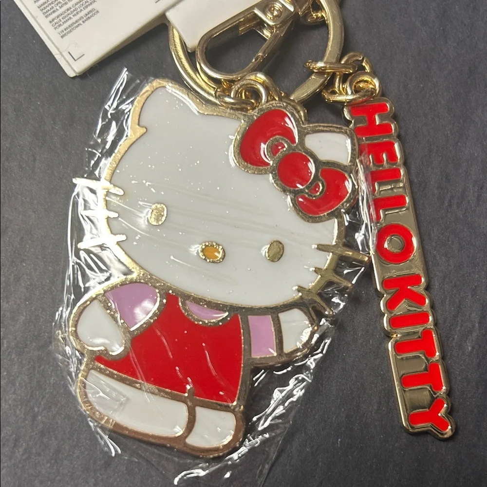 Hello Kitty Red Pink White Gold Keychain Charm